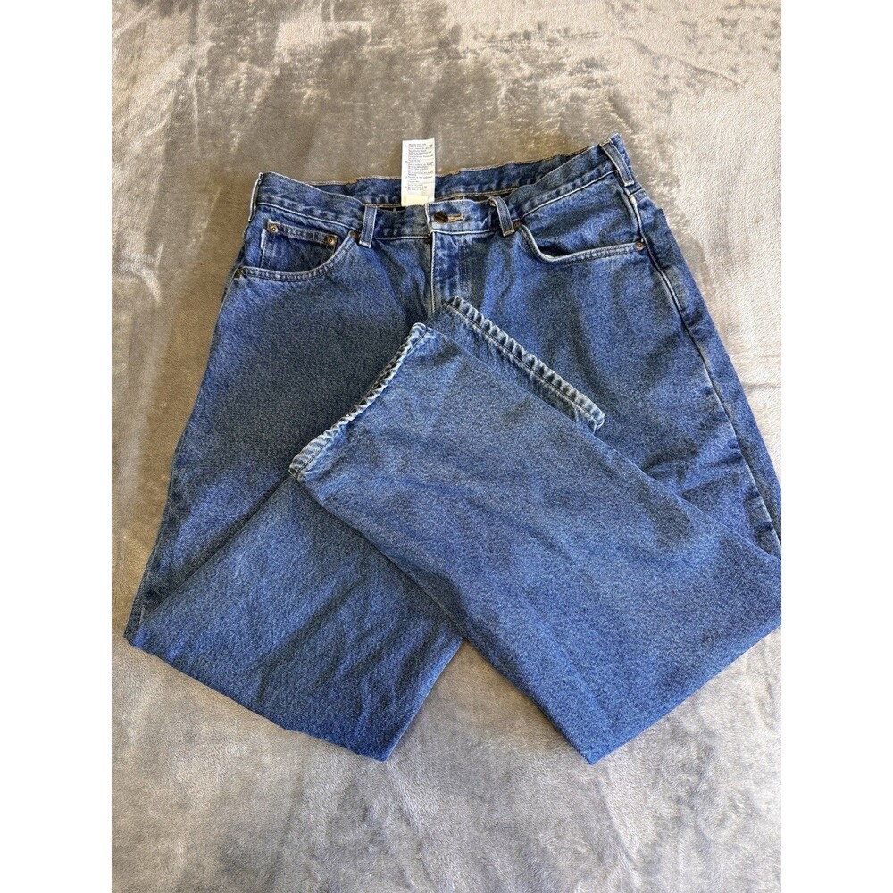 Carhartt Flannel Lined Jeans Mens 36x30 Blue Relaxed Fit Workwear Denim B172 DST